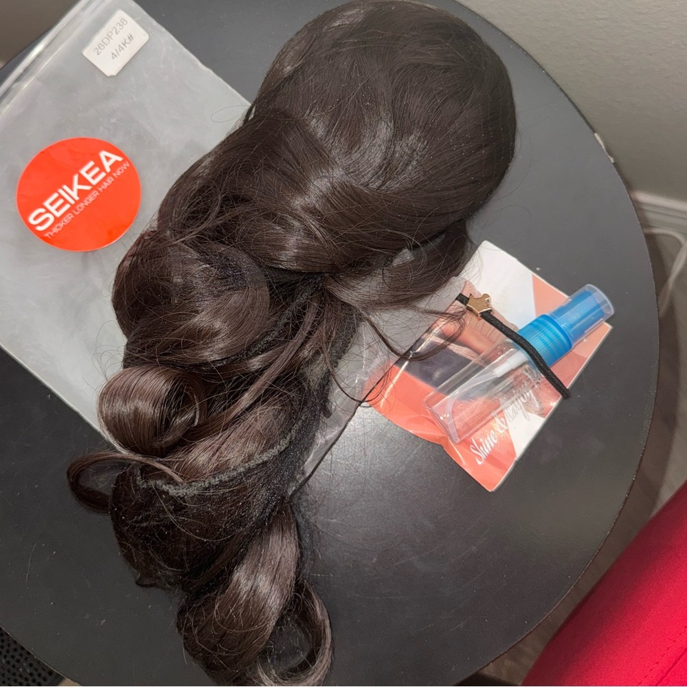 NWT Women's 26" Full Black-Brown Wavy Hair Extension Ponytail, Synthetic